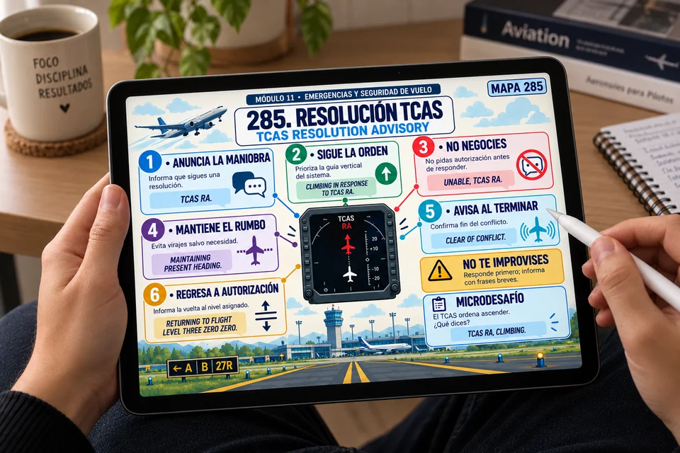 Estudio de avisos de resolución TCAS en tablet con mapas mentales