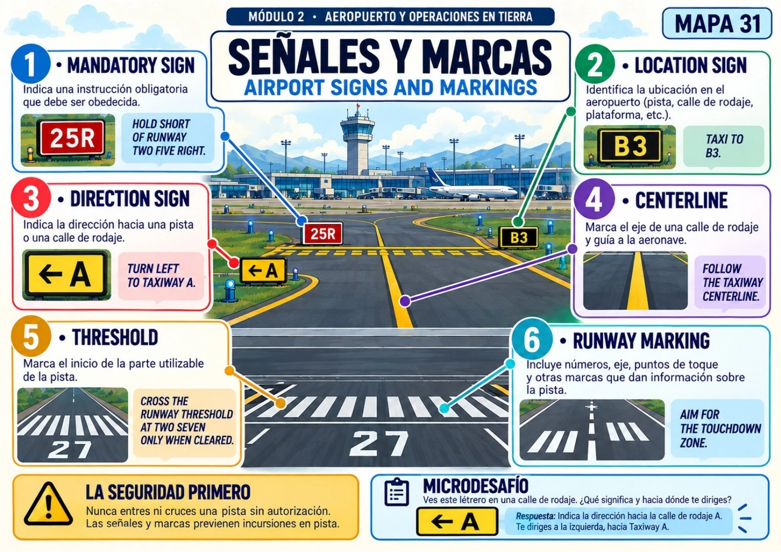 Mapa mental de Señales y Marcas de Pista