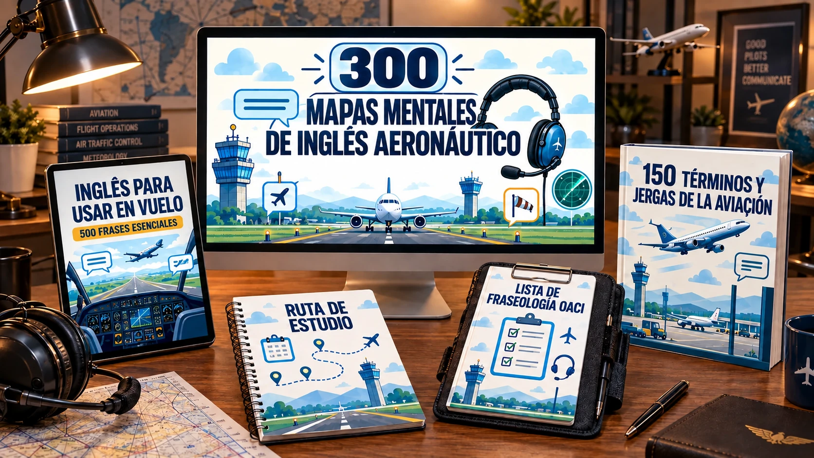 Colección de 300 Mapas Mentales de Inglés Aeronáutico